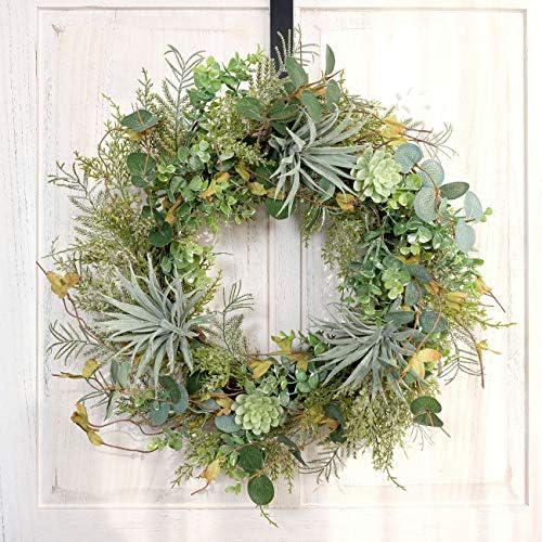 Idyllic 22 Inch Artificial Succulents Wreath for Front Door