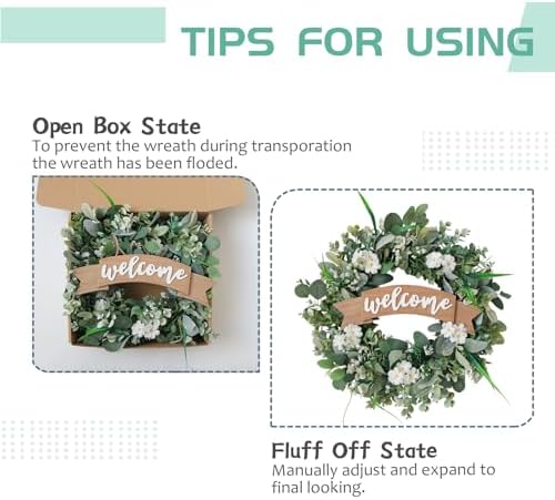 24 Inch Spring Lamb Ear Green Wreath for Front Door