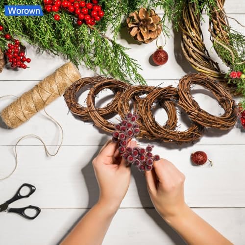 Worown 20 Pcs 3 Inch Natural Grapevine Wreaths Set 1