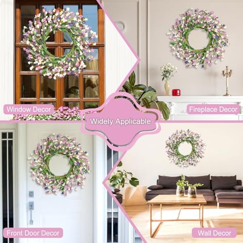 Artgar 26 Inch Spring Wreath for Front Door - Purple Blue