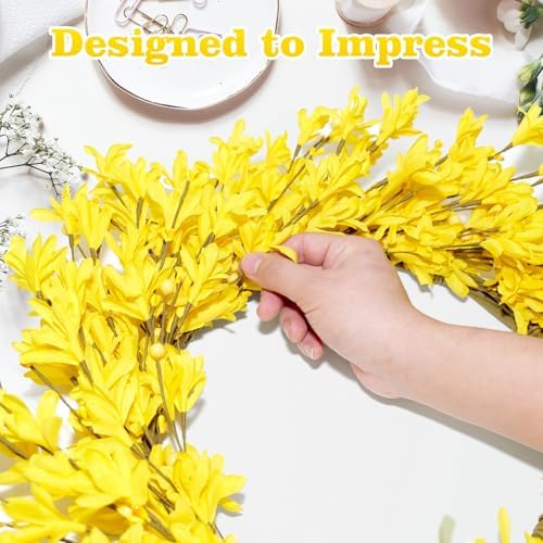20 Inch Artificial Forsythia Flower Wreath Yellow Decor