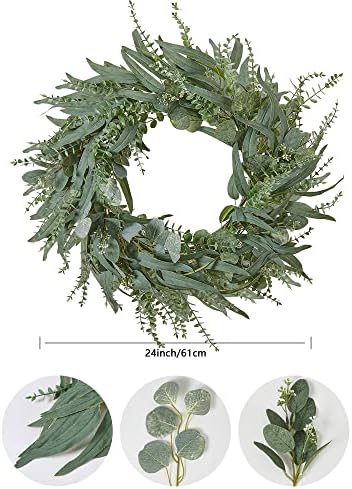 24 Inch Eucalyptus Wreath for Front Door Decor