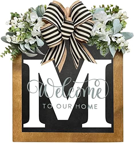 16 Inch Personalized M Letter Wooden Welcome Sign