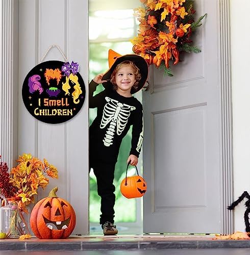 Halloween Wreath Hocus Pocus Door Sign Wooden Bow Decor