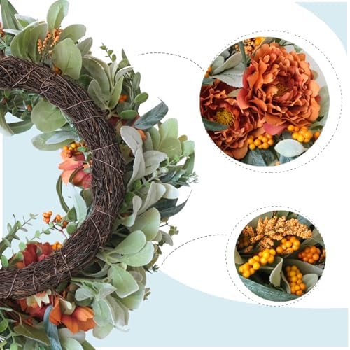 Fall Peony Eucalyptus Wreath for Front Door Decor
