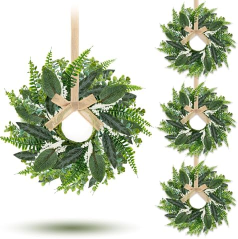 4pcs 9 Mini Eucalyptus Wreaths for Cabinet Decor