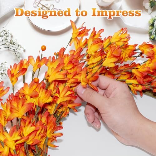 20 Inch Artificial Forsythia Flower Wreath Orange