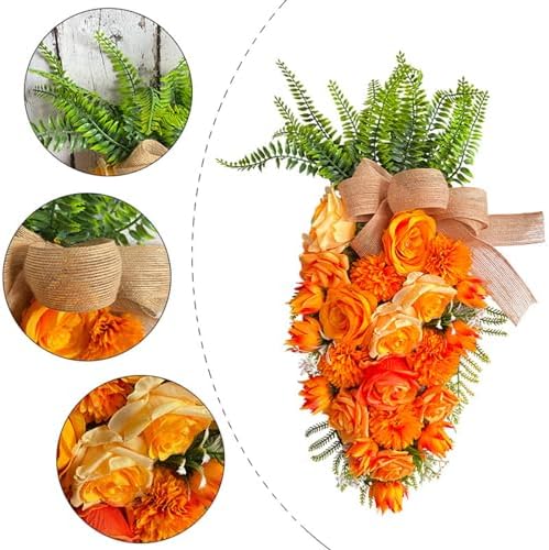 196inch Easter Carrot Shape Wreath Artificial Decor