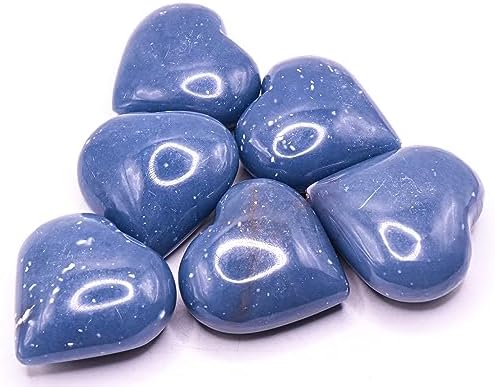 Blue Angelite Puffy Heart Natural Crystal Gemstone from Peru