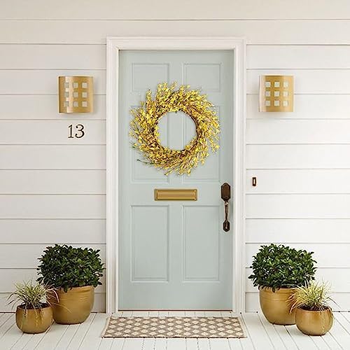 Bibelot 18 Inch Artificial Forsythia Wreath Yellow