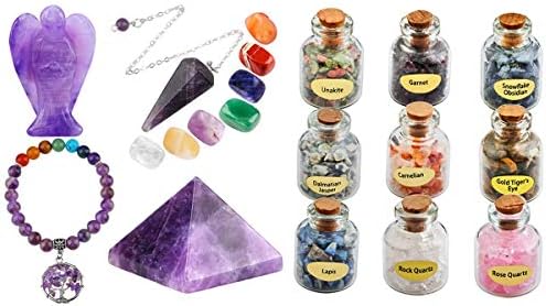 Mookaitedecor Healing Crystal Bundle with Wishing Bottles and Amethyst Stones