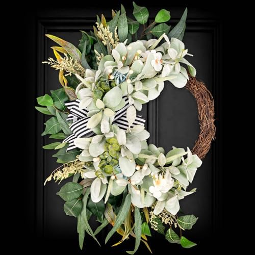 Artificial Lambs Ear Wreath for Front Door Year Round