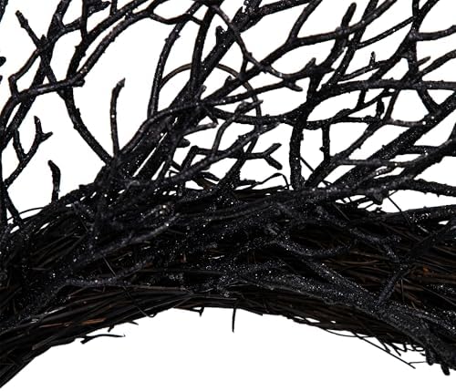 Northlight Glittered Twig Artificial Halloween Wreath 24 Inch Black
