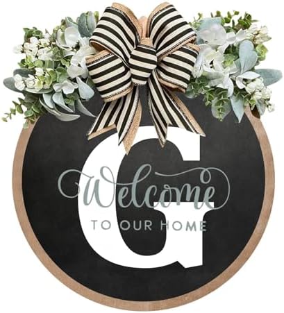 Custom Name Front Door Wreath - 26 Letter Welcome Sign