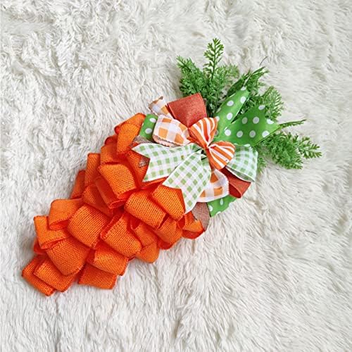 Easter Carrot Wreath with Striped Bow Front Door Decor