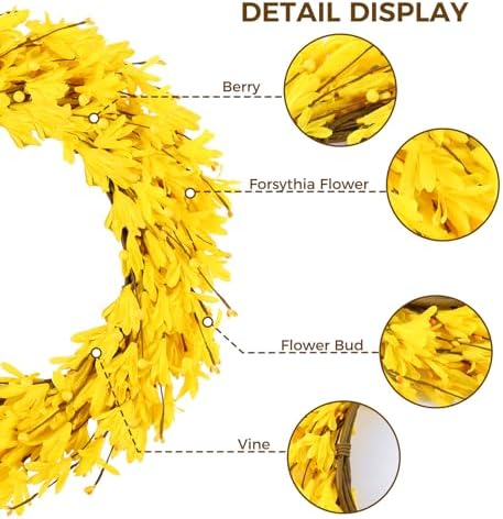 20 Inch Artificial Forsythia Wreath Yellow