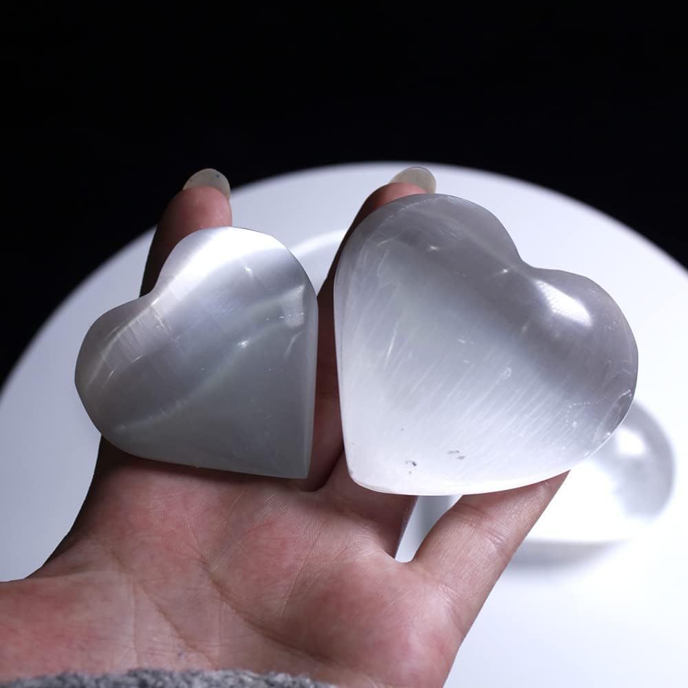 Heart-Shaped Selenite Gemstone Reiki Healing Chakra Stone for Girlfriend