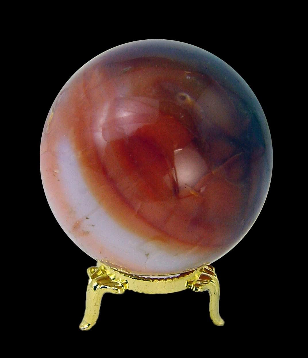 Carnelian Agate Sphere with Stand for Healing and Decor