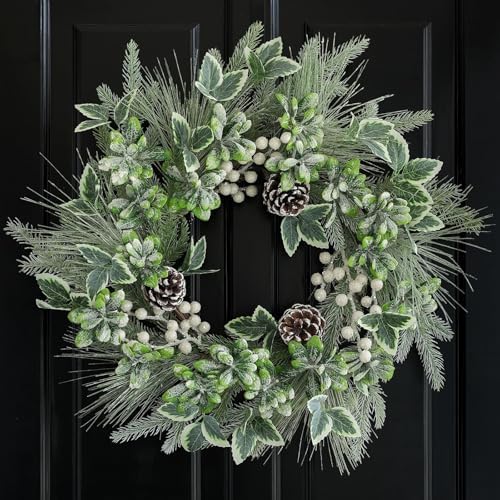 Winter Christmas Wreath for Front Door 20 Inches