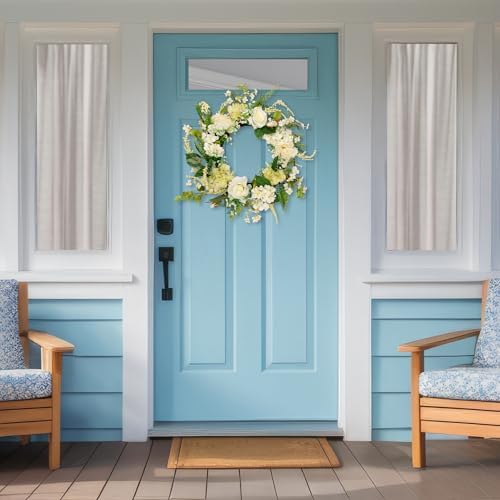 Northlight Peony and Rose Artificial Spring Wreath 24 White Green