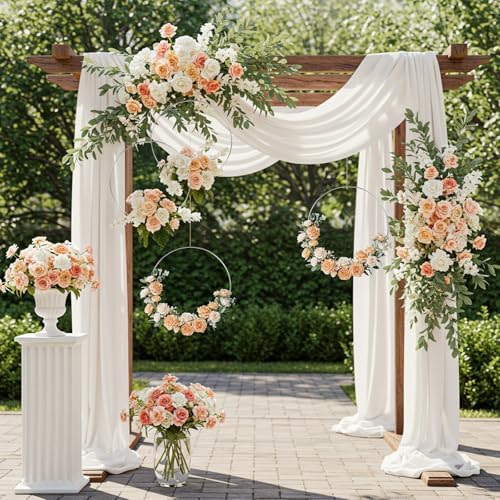 25PCS 12 Inch Silver Metal Wreath Centerpieces with Stand