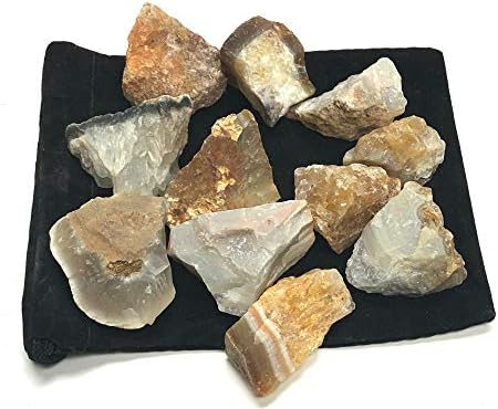 Rough Natural Agate Stones - Large 1 Inch Pieces Velvet Bag 12 Pound