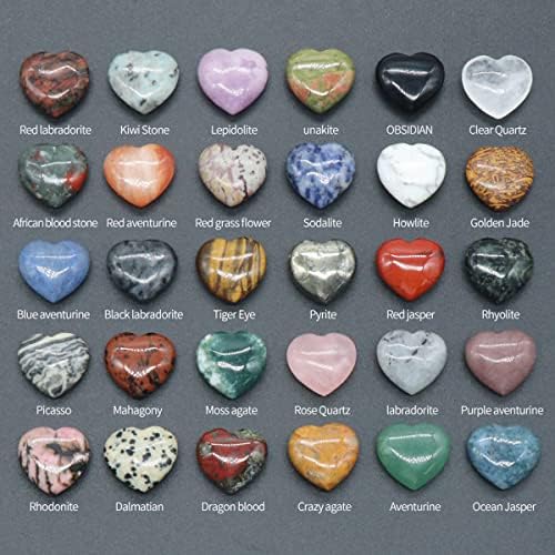 LE SKY 20 Pcs Natural Heart Shape Healing Crystal Agate Chakra Beads