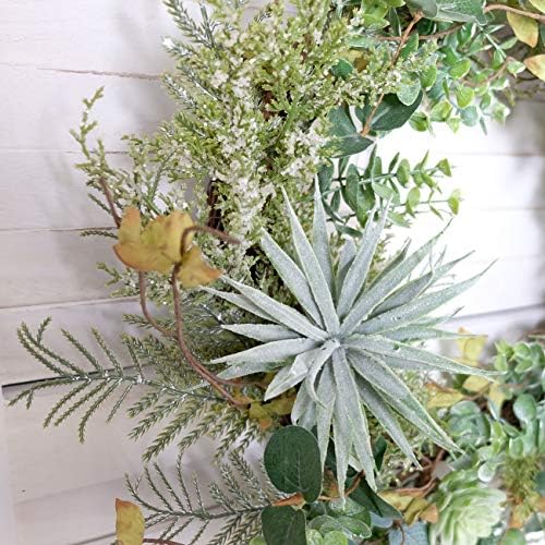 Idyllic 22 Inch Artificial Succulents Wreath for Front Door