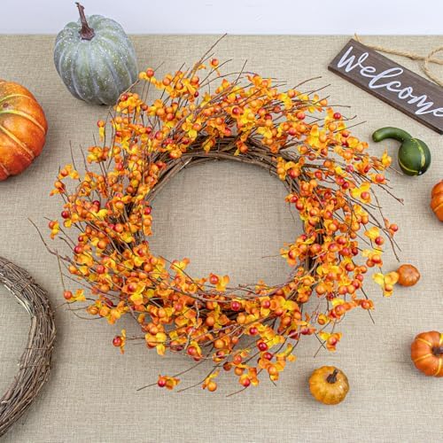 20 Inch Artificial Autumn Wreath for Front Door