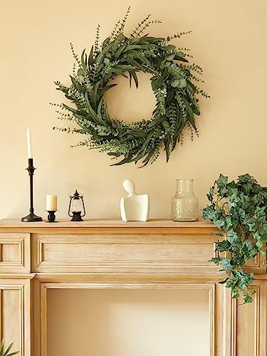 24 Inch Eucalyptus Wreath for Front Door Decor