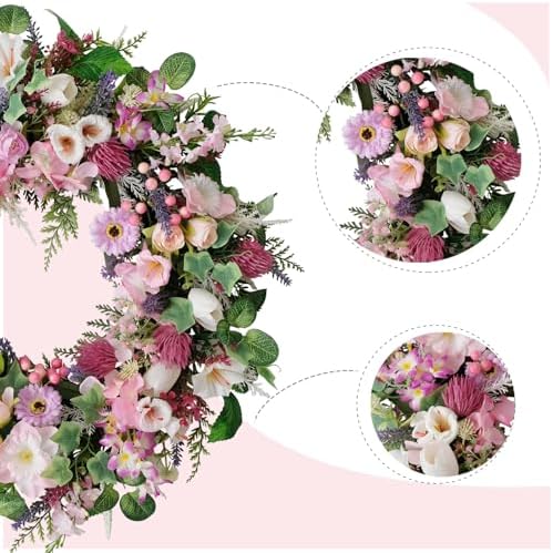 22 Inch Artificial Flower Door Wreath for Spring Summer