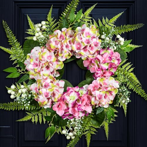 25 Inch Hydrangea Wreath for Front Door and Wall