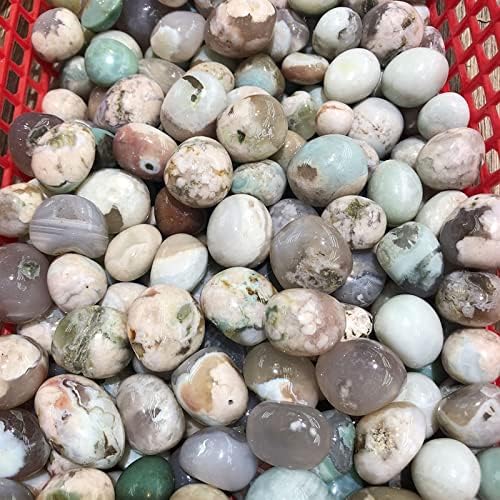 YEAHSO 1pc Natural Green Sakura Agate Tumbled Stone Home Decor