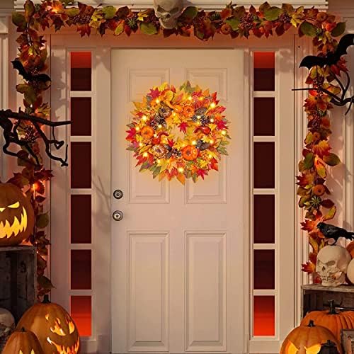 20 Inch Fall Wreath with LED Lights and Timer