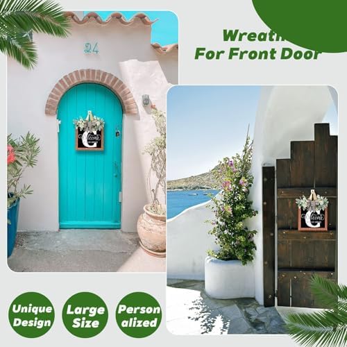 Custom Last Name Door Wreath 14 Inch Farmhouse Style