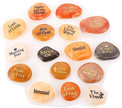 16PCS Engraved Names of Jesus Christ on Natural Stones