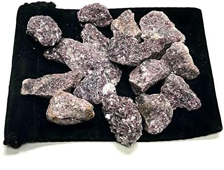 Rough Natural Lepidolite Stones with Velvet Bag - 1 Inch
