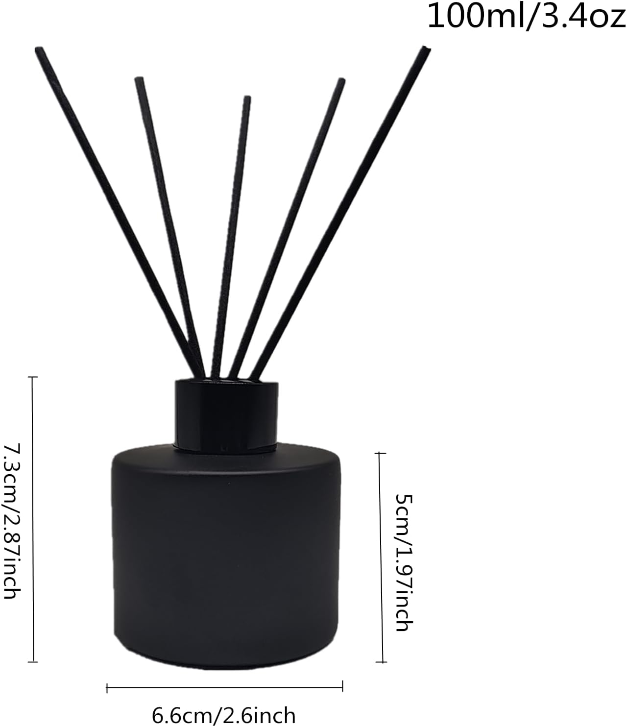 4PCS Matte Black Glass Reed Diffuser Set with Sticks