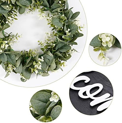 Dremisland 16 Inch Eucalyptus Wreath with Welcome Sign