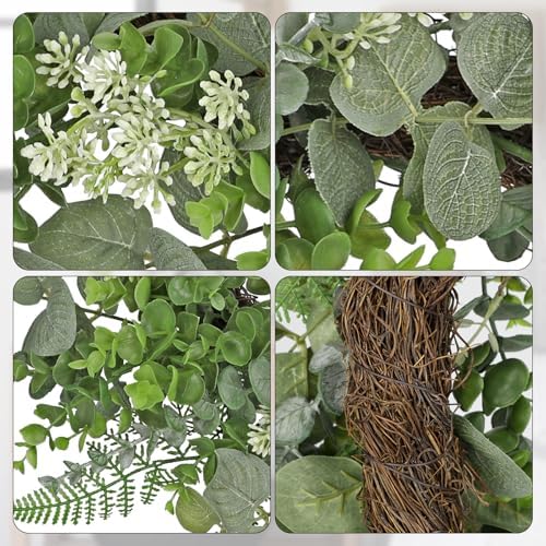 Briful 20 Inch Eucalyptus Door Wreath for All Seasons