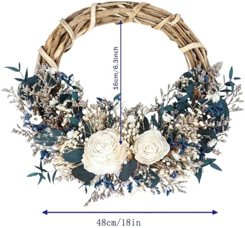 18 Preserved Flowers Wreath Natural Dried Farmhouse Decor