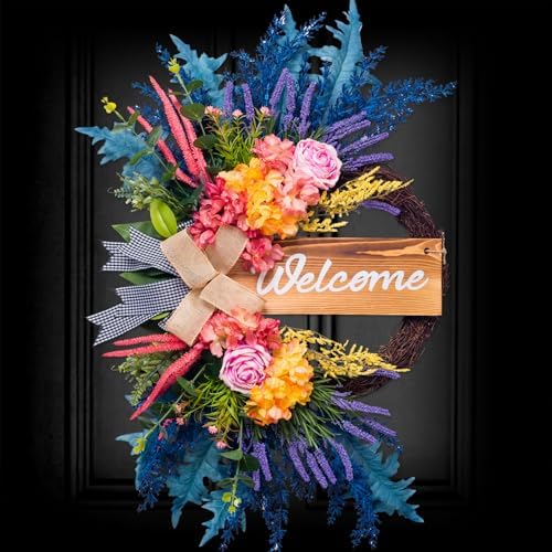 Welcome Sign Wreath for Front Door Decor