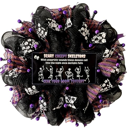 Scary Creepy Skeletons Halloween Wreath 24 or 28 Inches