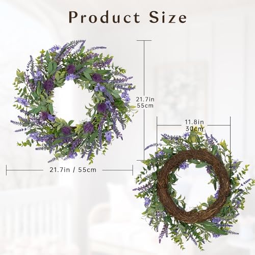 Lavender Wreath for Front Door Spring Summer Decor