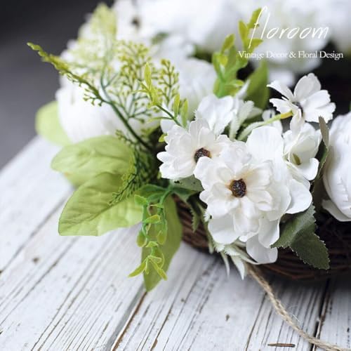 Floroom Artificial White Peony Wreath 15-16