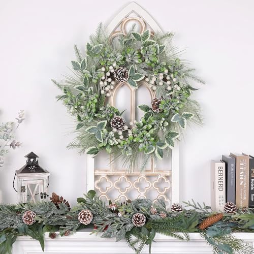 Winter Christmas Wreath for Front Door 20 Inches