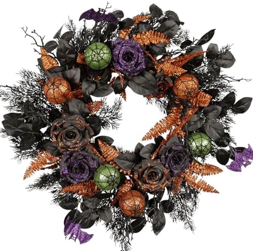 Pudate 22 Inch Halloween Wreath for Front Door