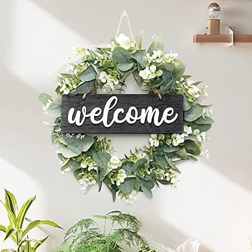 Dremisland 16 Inch Eucalyptus Wreath with Welcome Sign