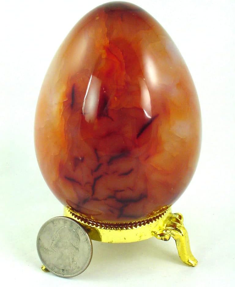 Carnelian Agate Egg 85mm X 63mm with Stand