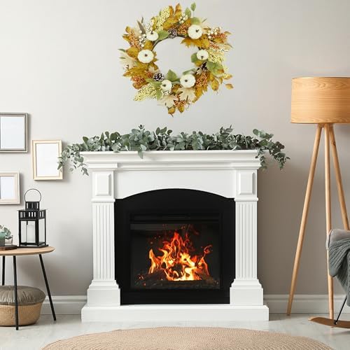 22 Artificial Fall Wreath with Pumpkin and Maple Leaves
